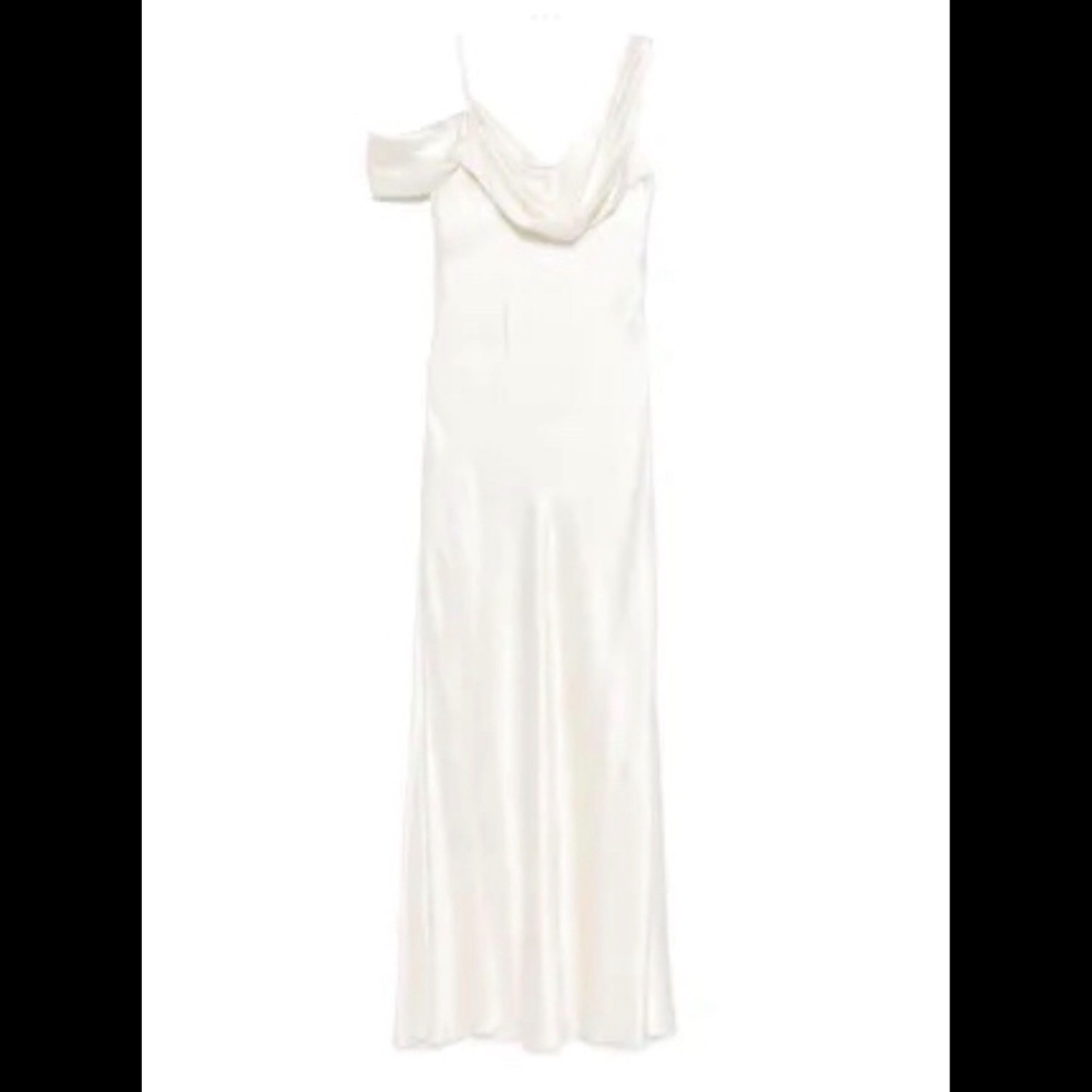 Reformation Ronda Silk Dress in Ivory - Picture 7 of 9
